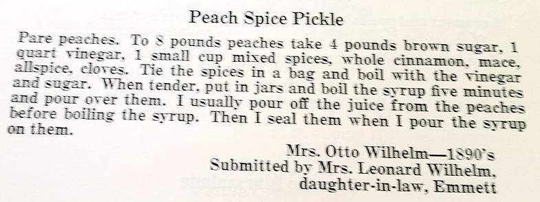 peach-spice-pickle recipe from the 1890's